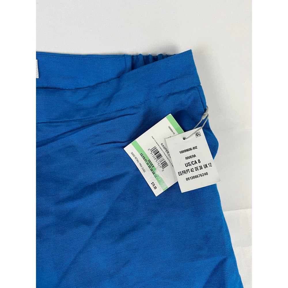 Kasper‎ Women's Blue Riviera Wide Leg Pants Size 8 Elastic Waist
